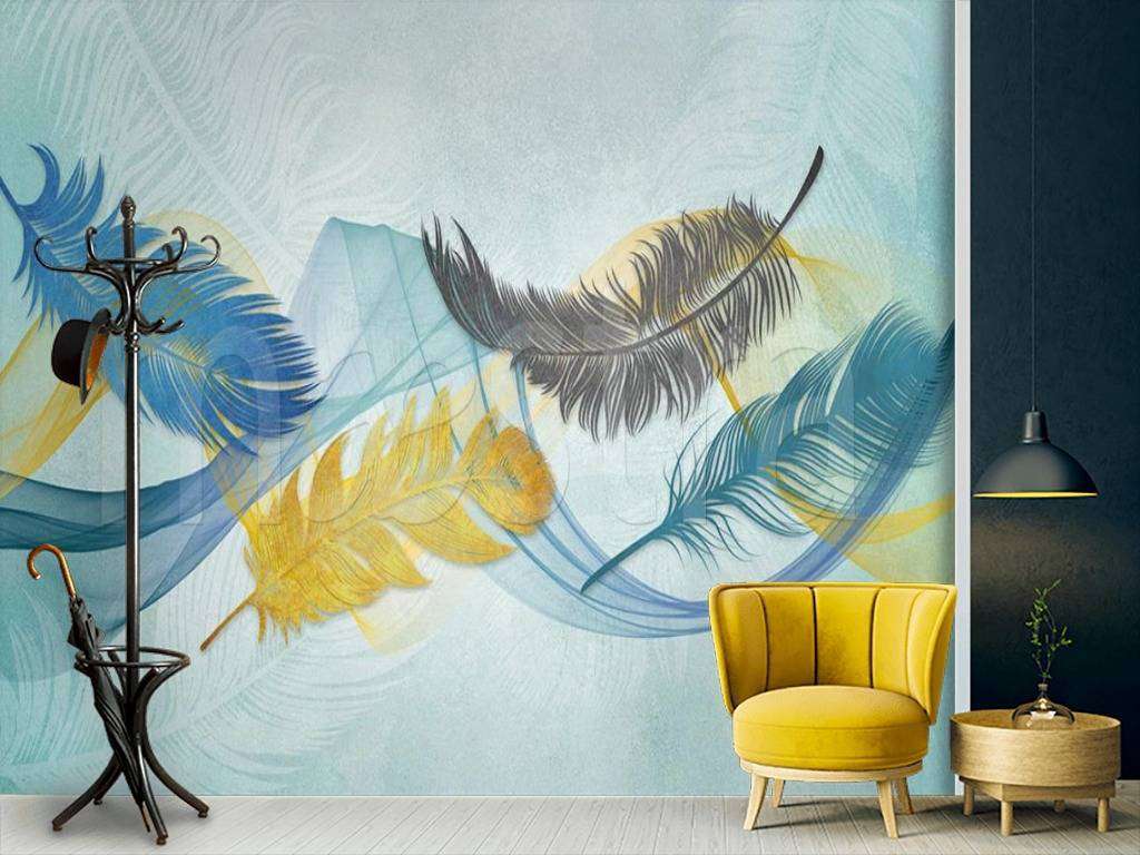 Фотообои в интерьере перья летят  15-489 фото