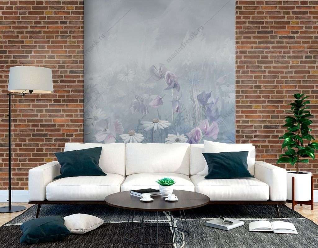 Фотообои в интерьере цветочная поляна  13-382 фото