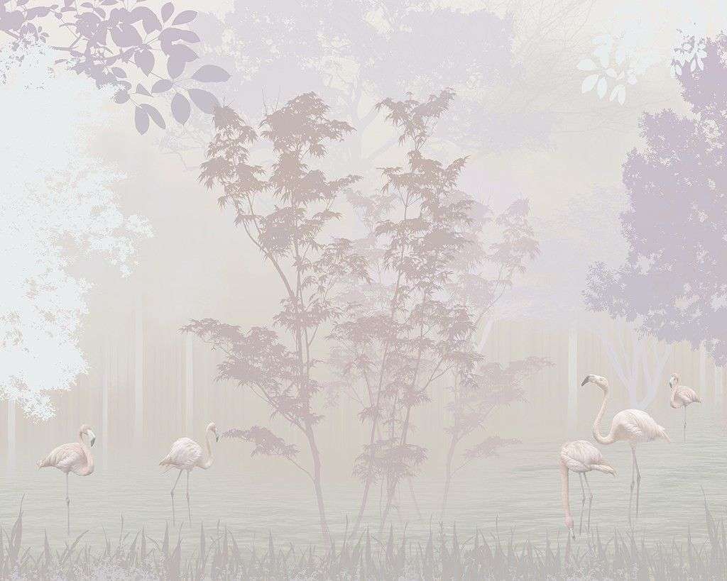 Фотообои в интерьере фламинго в розовом лесу  12-1479 фото