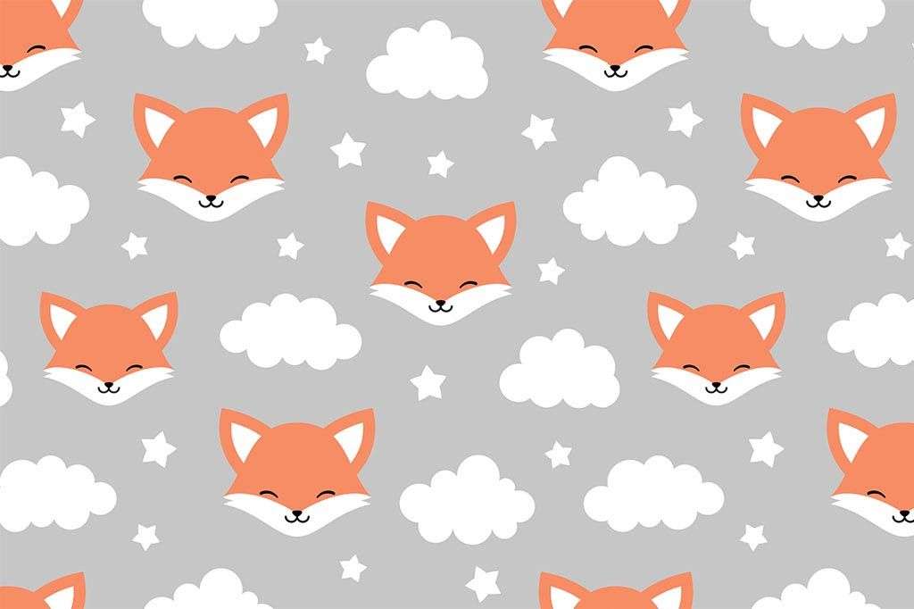 Фотообои в интерьере лисички и облака  12-702 фото