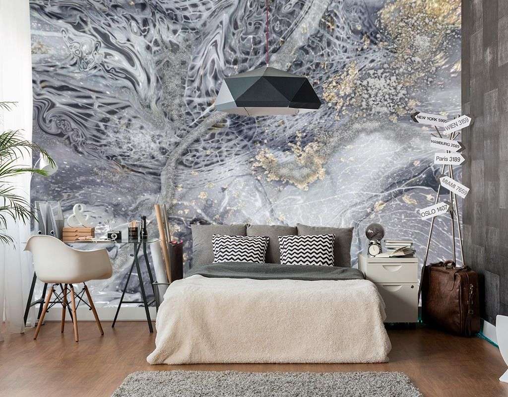 Фотообои в интерьере флюид черное золото  13-459 фото