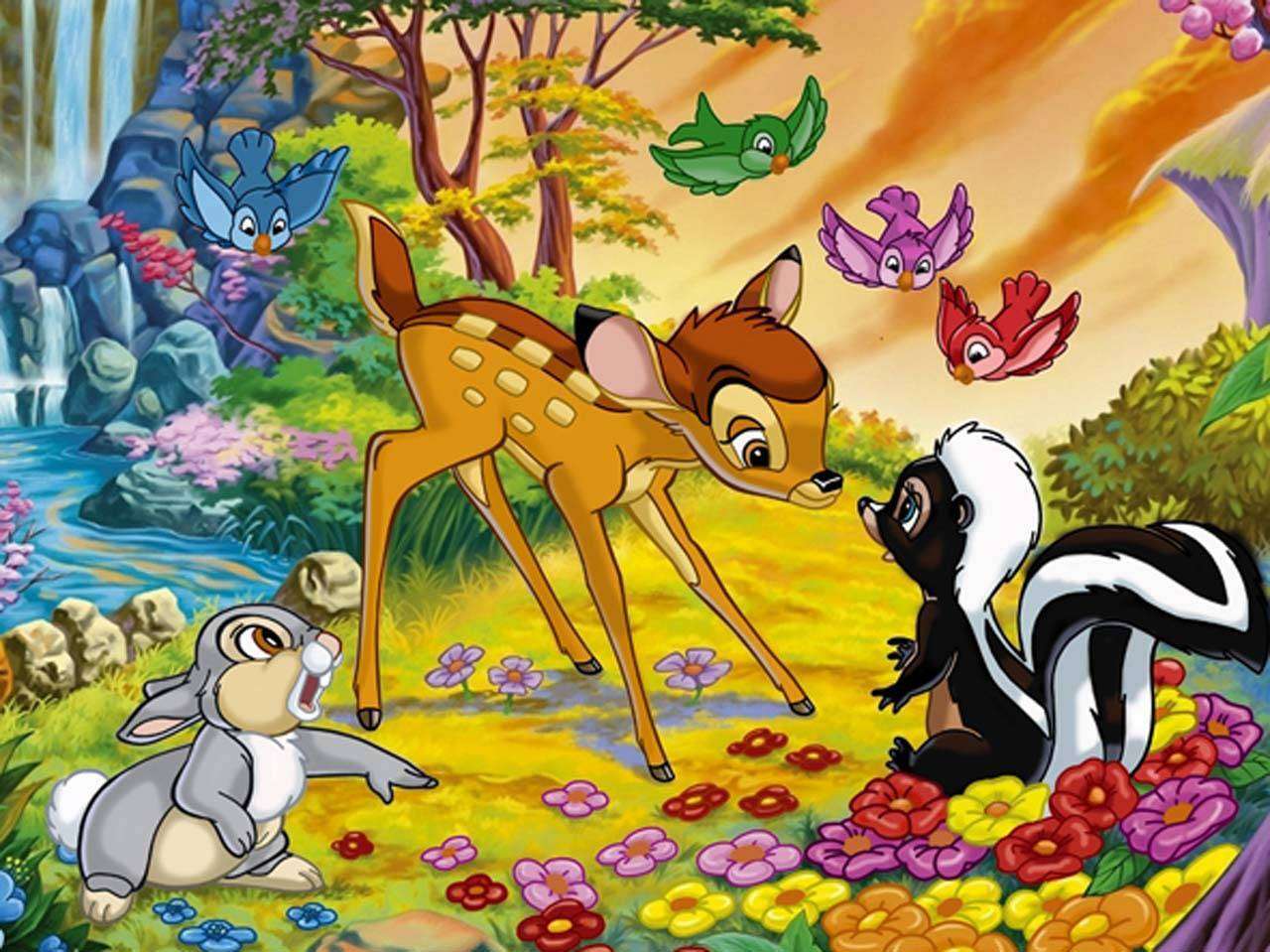 Фотообои в интерьере олененок бемби с друзьями  12-261 фото