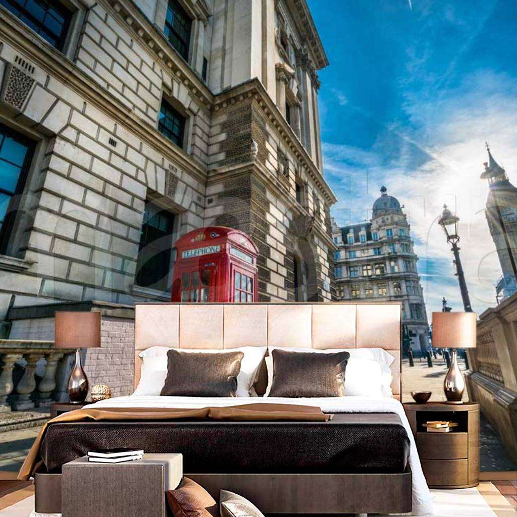 Фотообои Телефонная будка солнечного Лондона  9-572