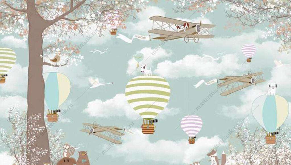 Фотообои в интерьере полет навоздушном шаре  16-043 фото