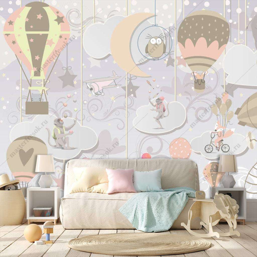 Фотообои в интерьере животные на воздушном шарике  13-166 фото