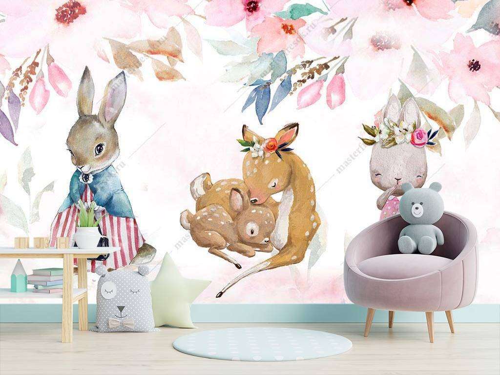 Фотообои в интерьере детская иллюстрация  14-005 фото