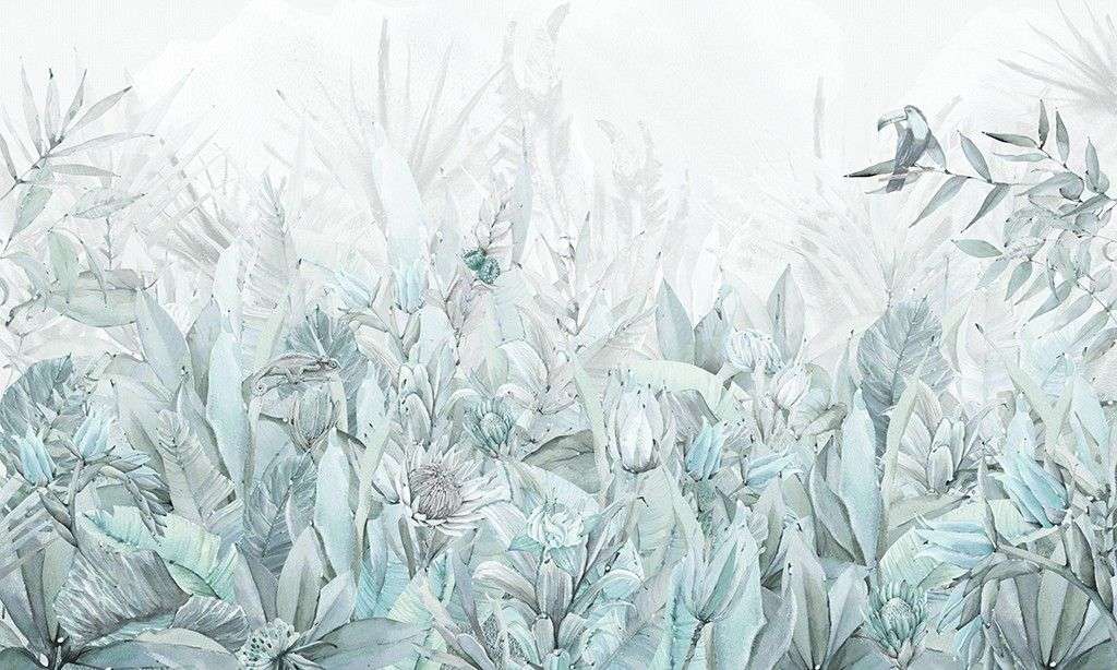 Фотообои в интерьере в спальню цветы голубые  9-2008 фото