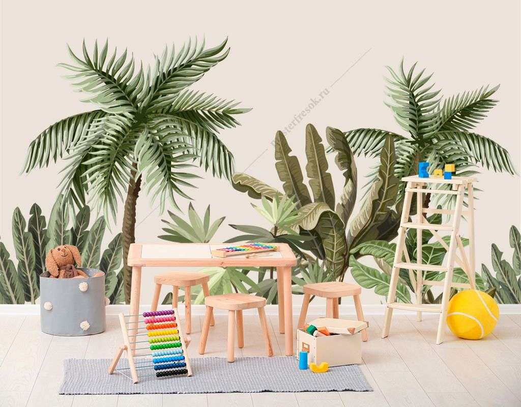 Фотообои в интерьере тропический арт  12-1392 фото