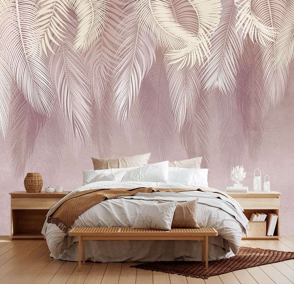 Фотообои в интерьере ветви пушистые пудровые  9-2112 фото