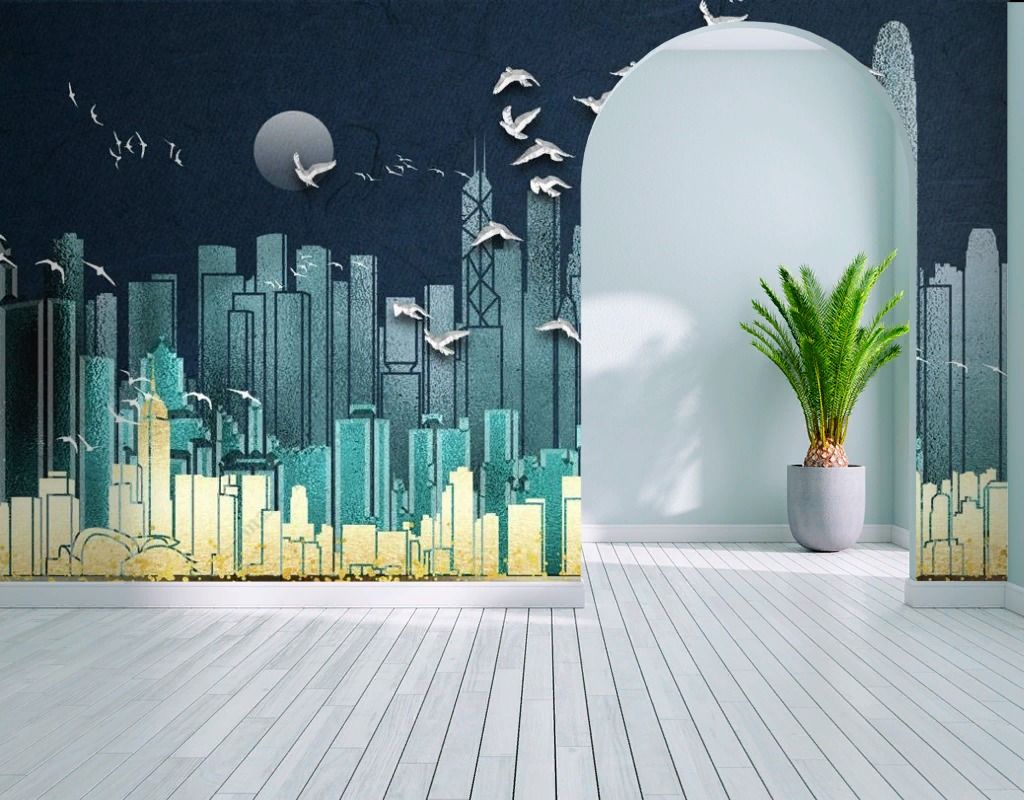 Фотообои Город темный графика  10-688