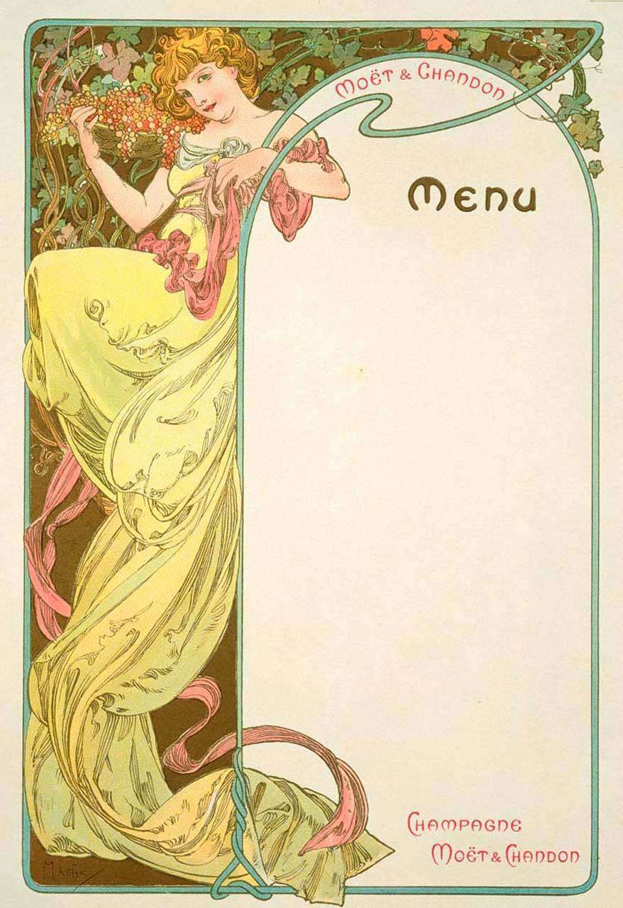 Фотообои в интерьере альфонс мариа муха - меню1  8-246 фото