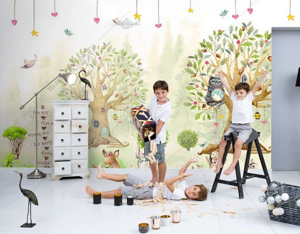 Фотообои в интерьере зверюшки на опушке  14-461 фото