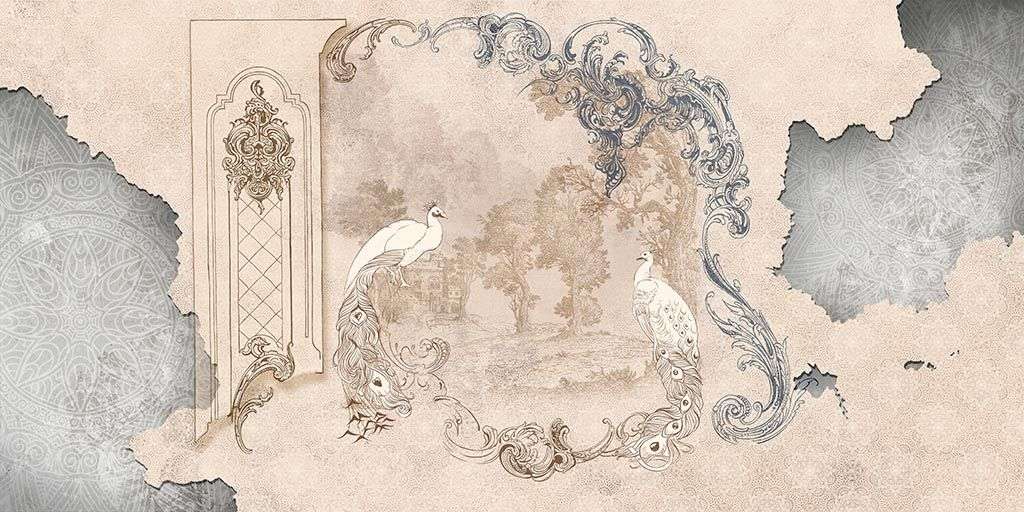 Фотообои в интерьере жар птицы на старой стене  10-872 фото