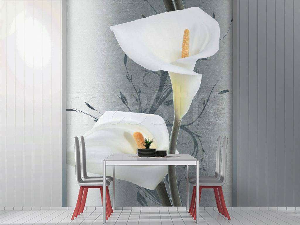 Фотообои Бесшовные обои на стену:  Белые каллы. Артикул: 9-076  