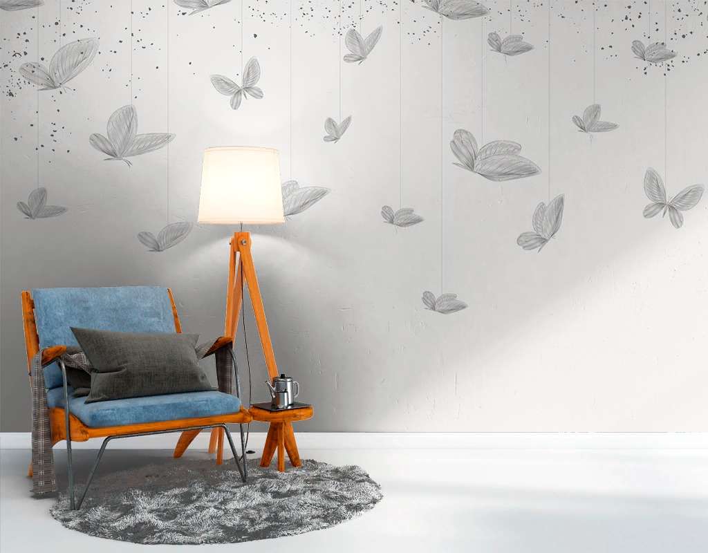 Фотообои Бесшовные обои на стену:  Бабочки серые. Артикул: 9-2097  