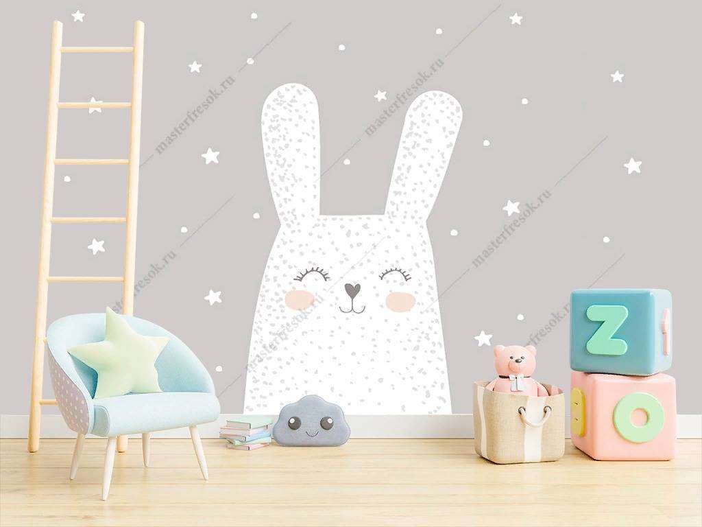 Фотообои в интерьере кролик белый  12-884 фото