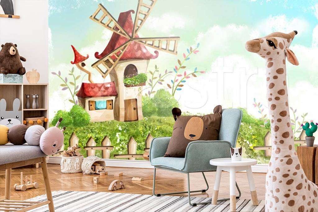 Фотообои в интерьере ветряная мельница  12-304 фото