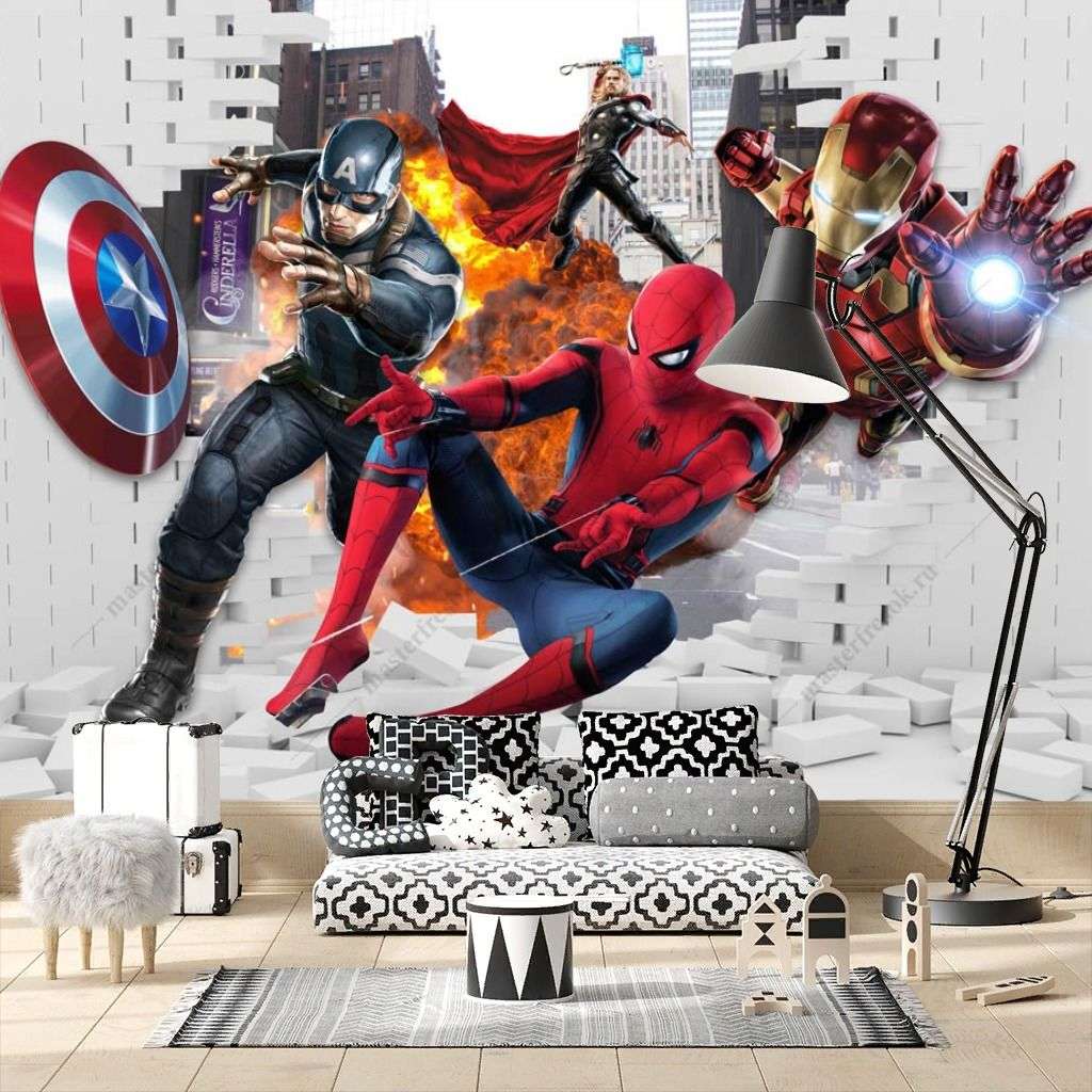 Фотообои в интерьере супергерои из стены  12-1304 фото