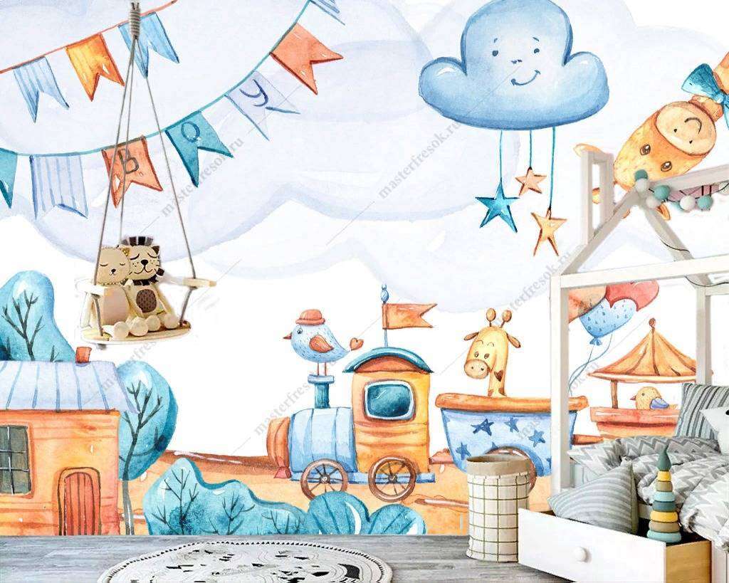 Фотообои в интерьере паровозик  12-794 фото