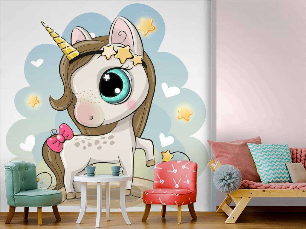 Фотообои в интерьере единорог девочка  12-597 фото