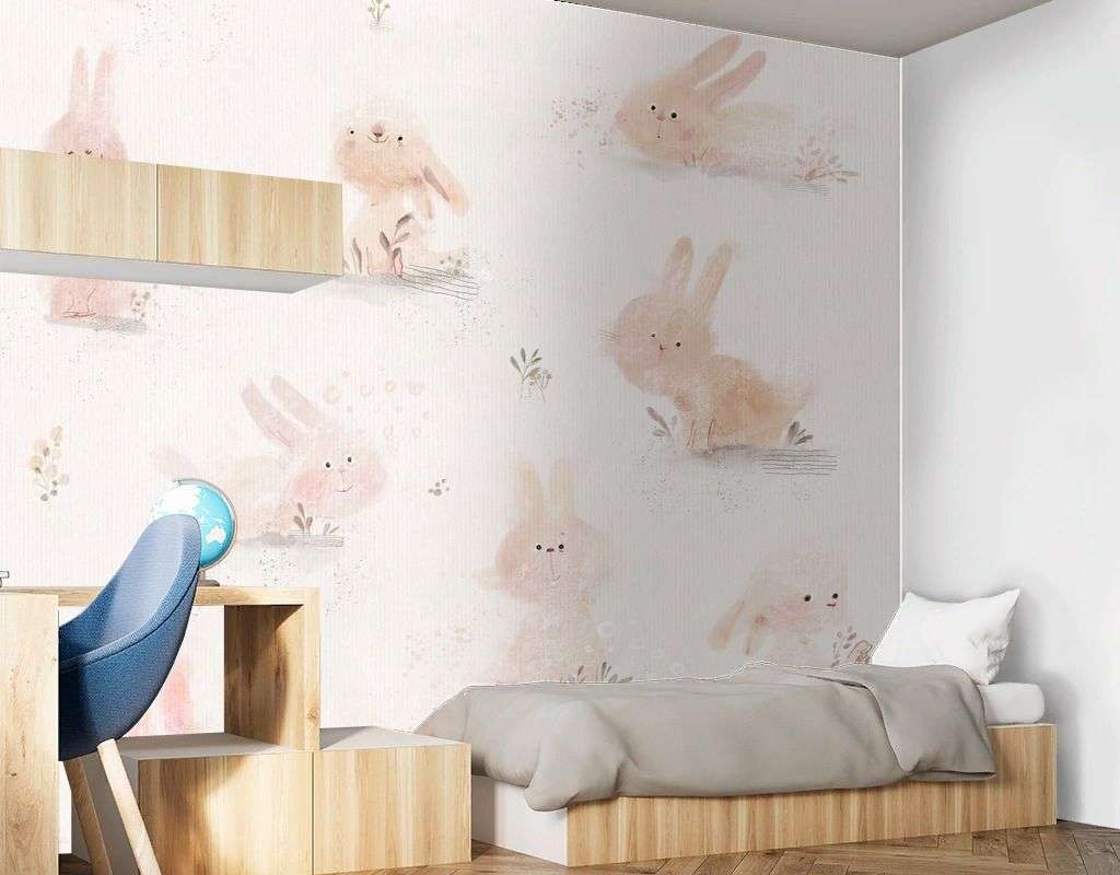 Фотообои в интерьере милые зайчата  12-1638 фото