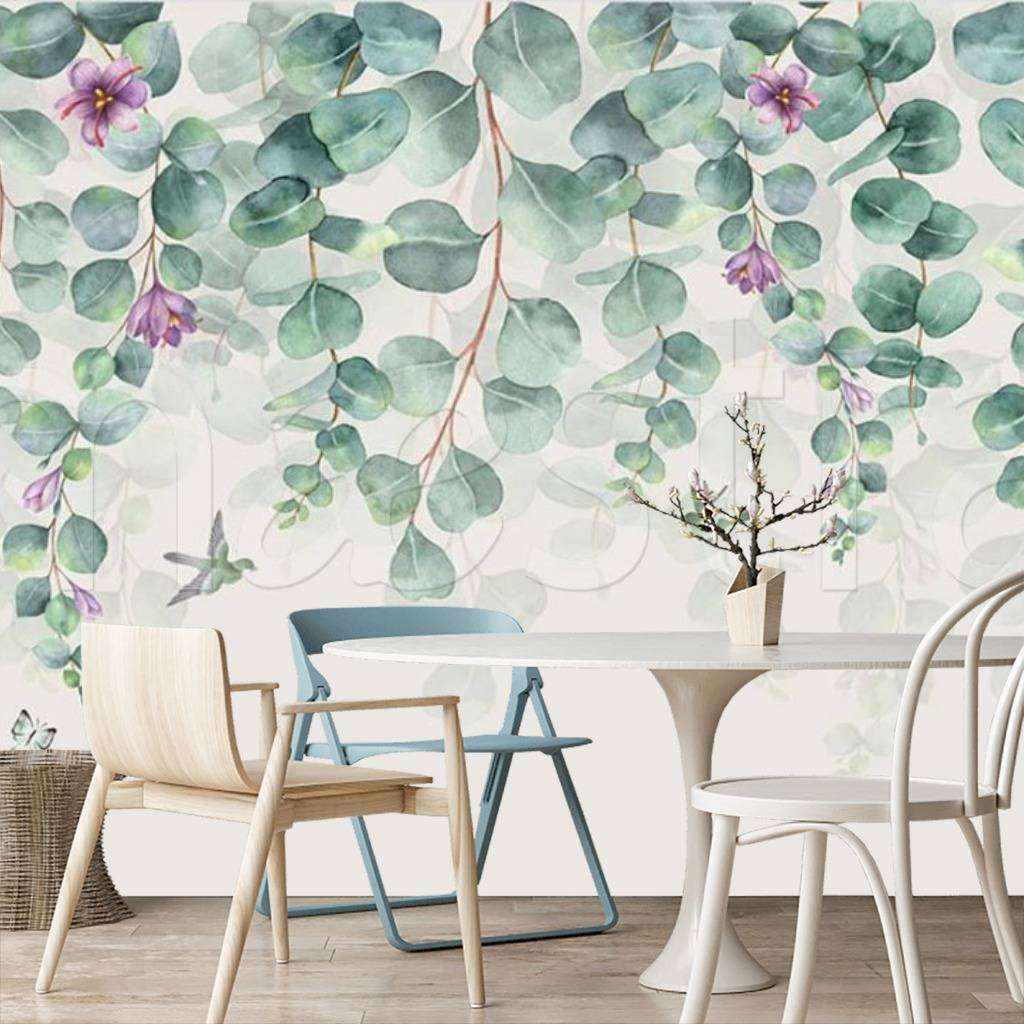 Фотообои в интерьере веточки зеленые сверху  15-521 фото