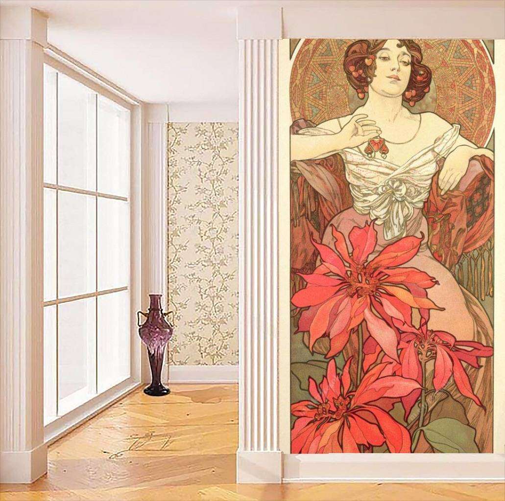 Фотообои в интерьере альфонс мариа муха – рубин  8-191 фото