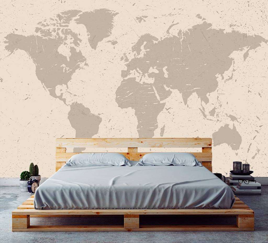 Фотообои в интерьере светлая карта  15-612 фото