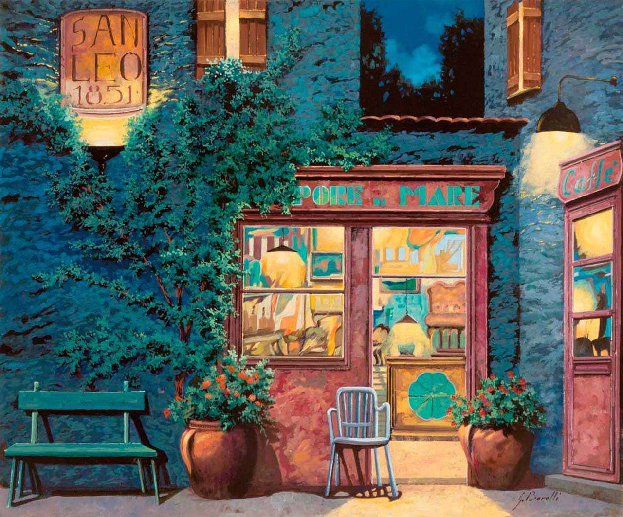 Фотообои в интерьере магазин теплым вечером  8-054 фото