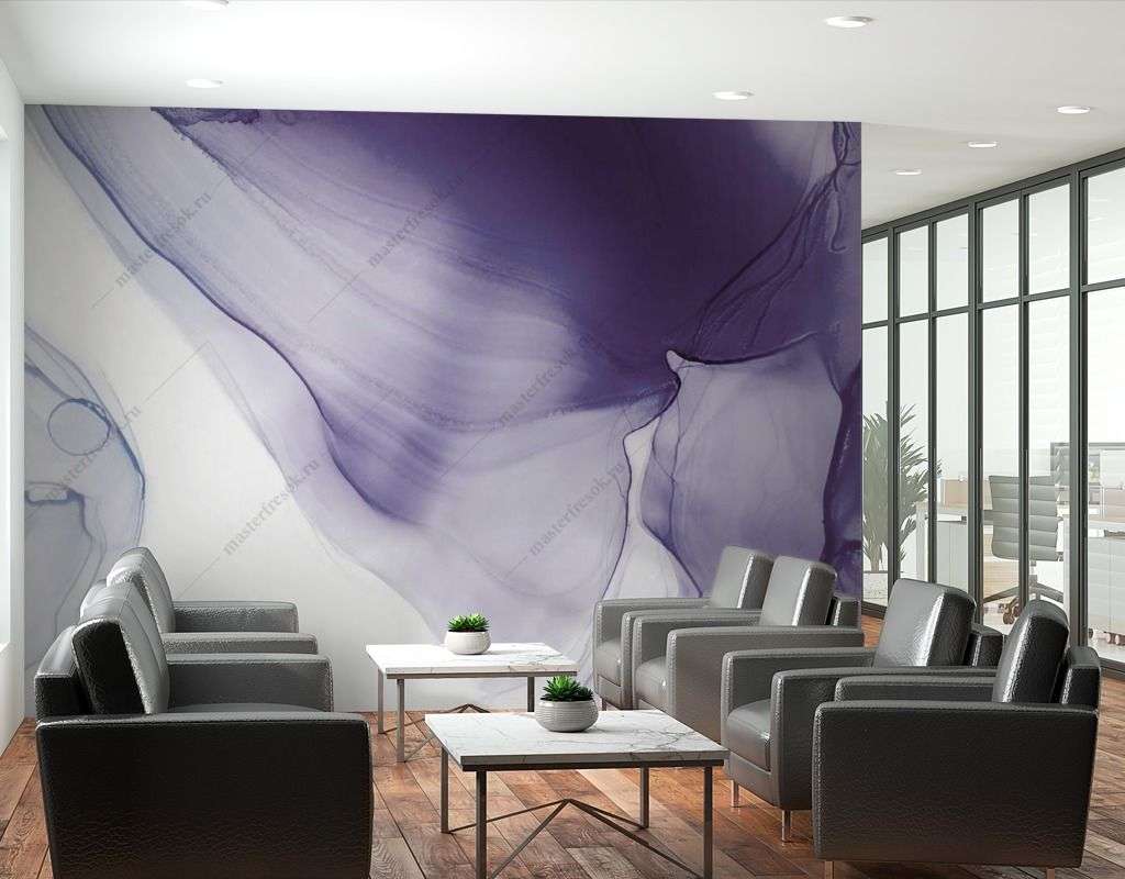Фотообои в интерьере сиреневые разводы  9-1534 фото