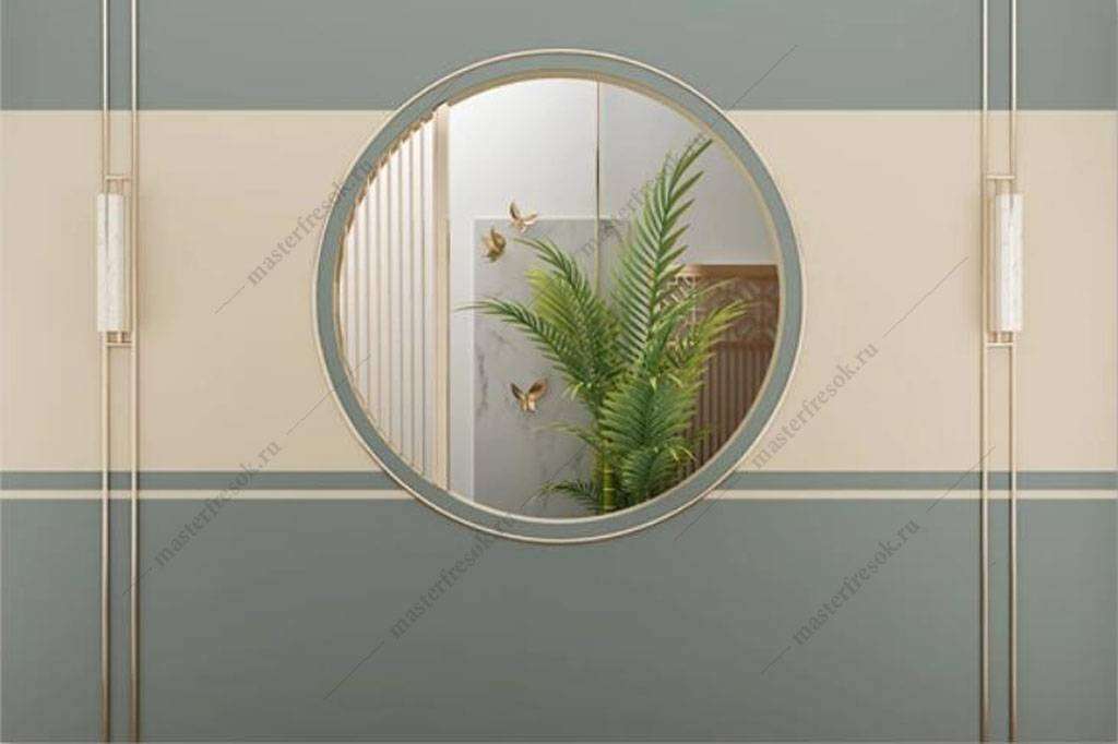 Фотообои в интерьере круглое дизайнерское зеркало  16-049 фото