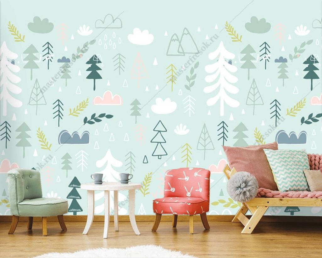 Фотообои Елочки на полянке  12-675