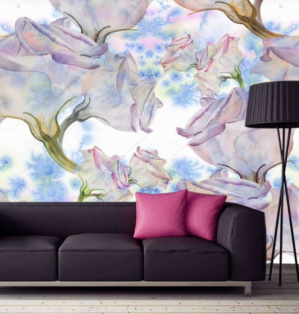 Фотообои в интерьере розовая акварель  9-1175 фото