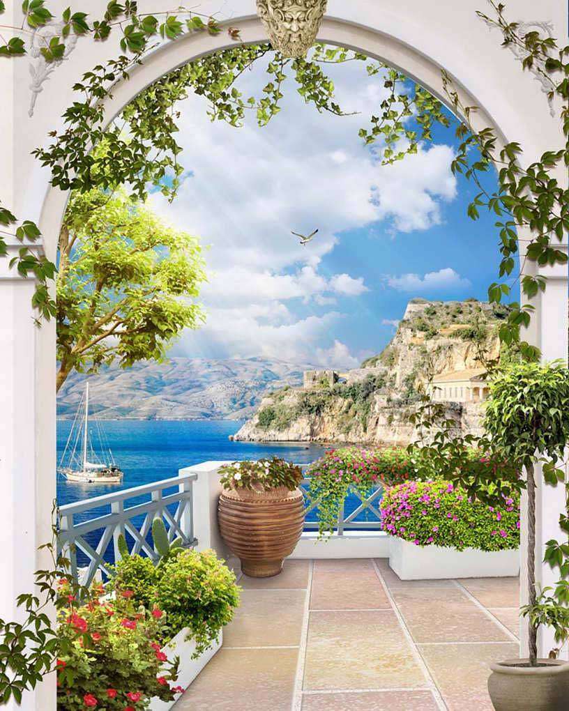 Фотообои в интерьере греческий пейзаж  17-0022 фото