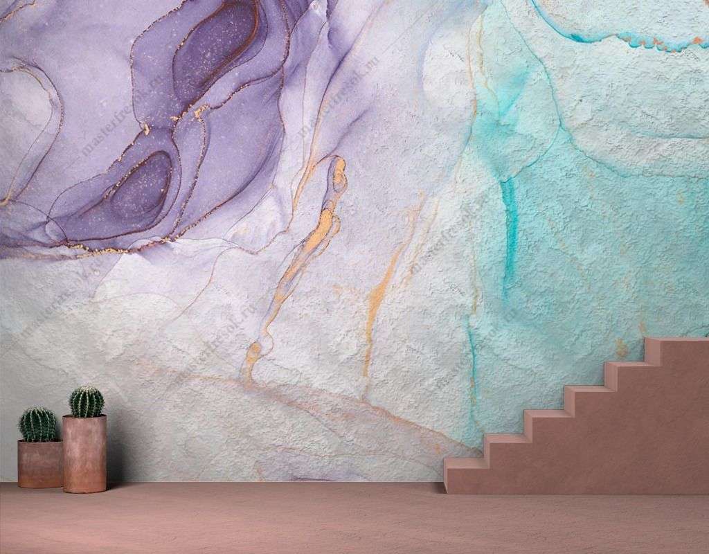 Фотообои в интерьере акварельный фон разводы  9-1515 фото