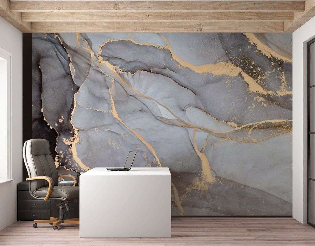 Фотообои в интерьере мрамор серый светлый  9-2052 фото