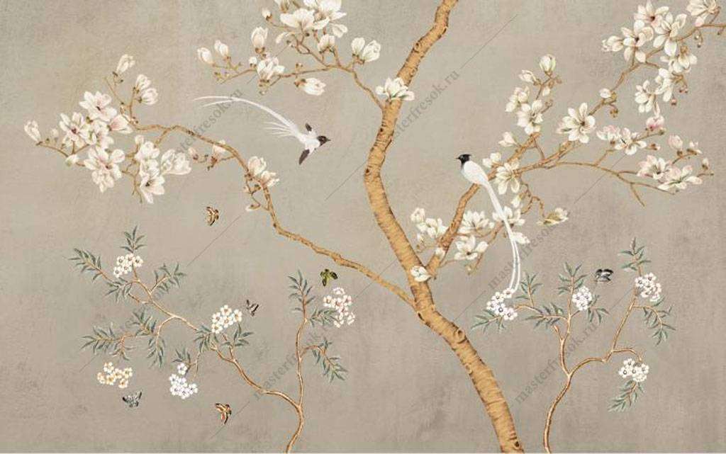 Фотообои в интерьере дерево магнолии  15-909 фото