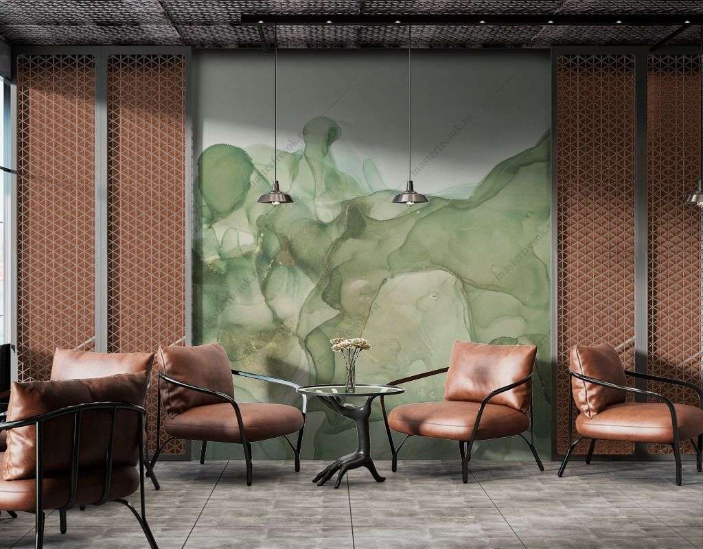 Фотообои в интерьере бирюзовый мрамор фон  9-1568 фото