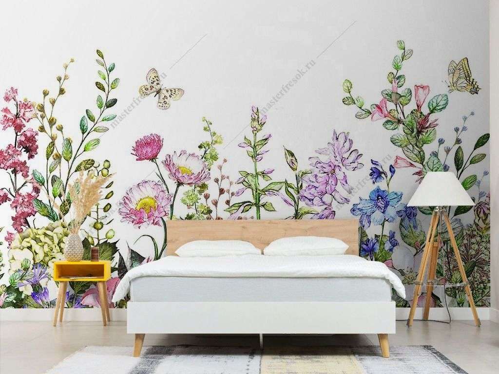 Фотообои в интерьере цветочный мир  9-1724 фото