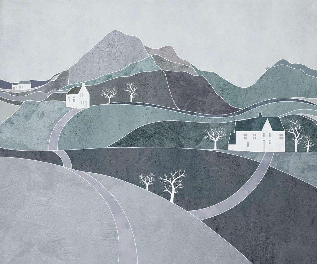 Фотообои в интерьере холмистый пейзаж  12-1315 фото