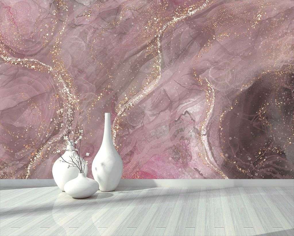 Фотообои в интерьере розовый срез мрамора  9-1422 фото