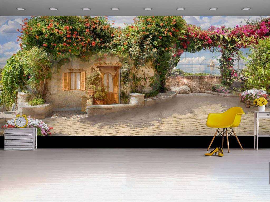 Фотообои Бесшовные обои на стену:  Домик у моря. Артикул: 6-122  