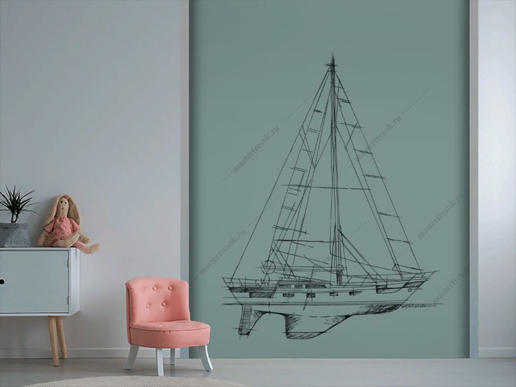 Фотообои Яхта рисунок   14-745