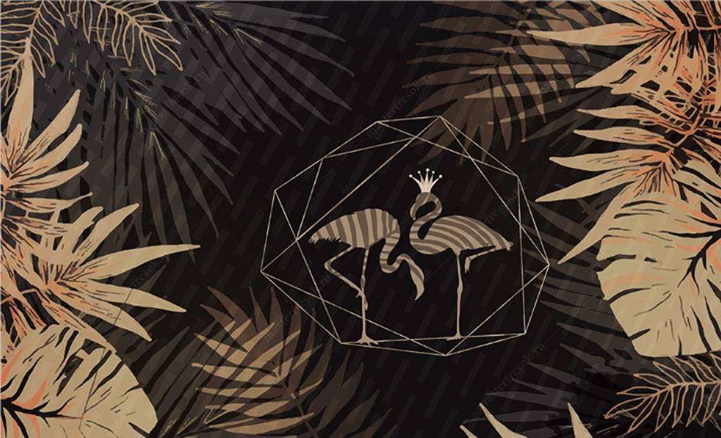 Фотообои в интерьере золотые фламинго  15-545 фото