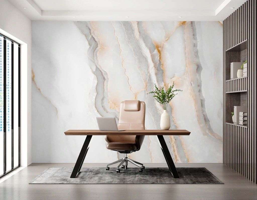 Фотообои в интерьере мрамор белый с золотом  9-2065 фото