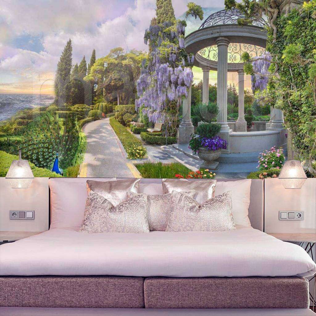 Фотообои Беседка в парке с павлином  6-023