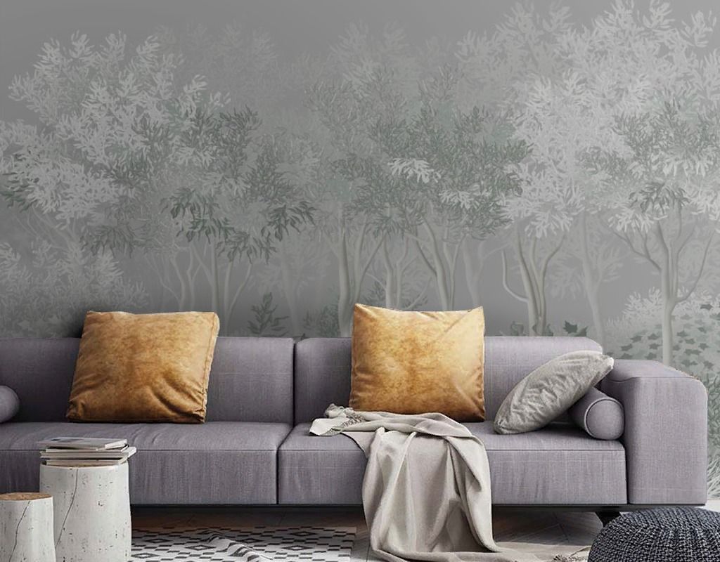 Фотообои в гостиную Лес серый   13-672