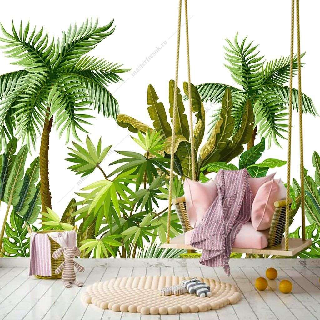 Фотообои в интерьере пальмы на белом фоне  9-1640 фото