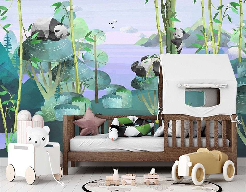 Фотообои в интерьере детские. панды в лесу   12-1614 фото