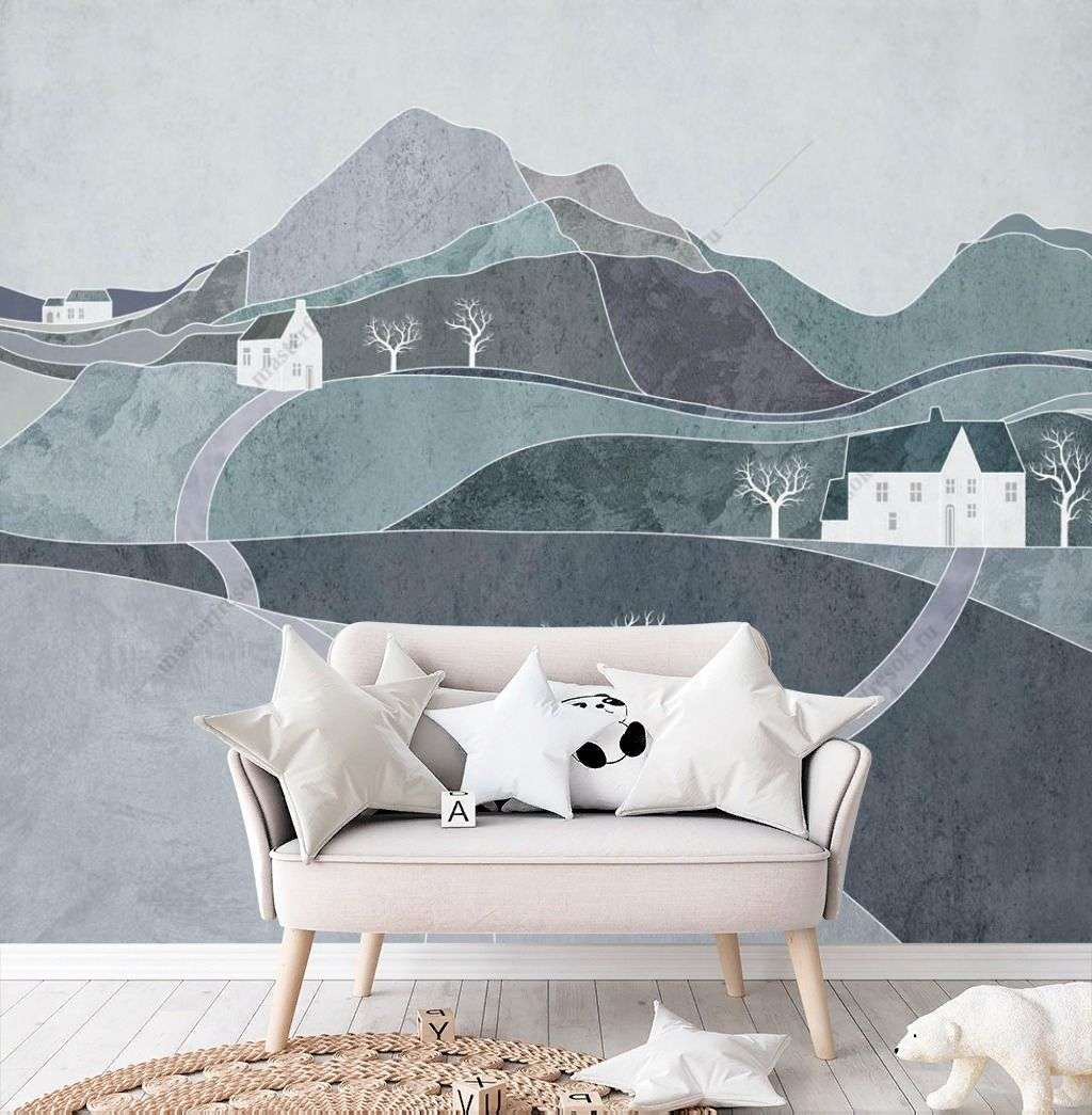 Фотообои в интерьере холмистый пейзаж  12-1315 фото